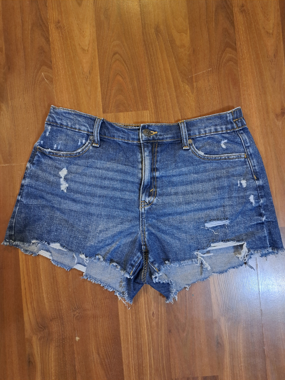 aerie Distressed Blue Denim Jean Shorts